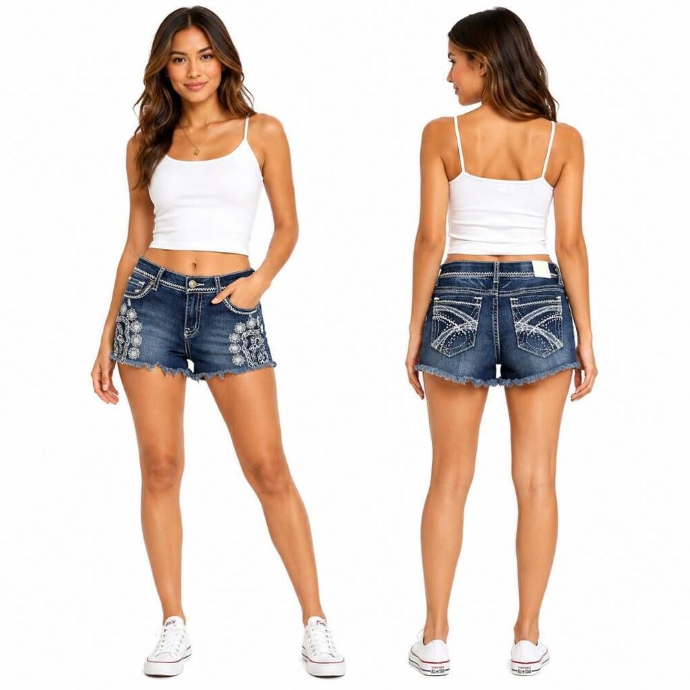 Maurices Embroidered Denim Shorts Womens 11/12